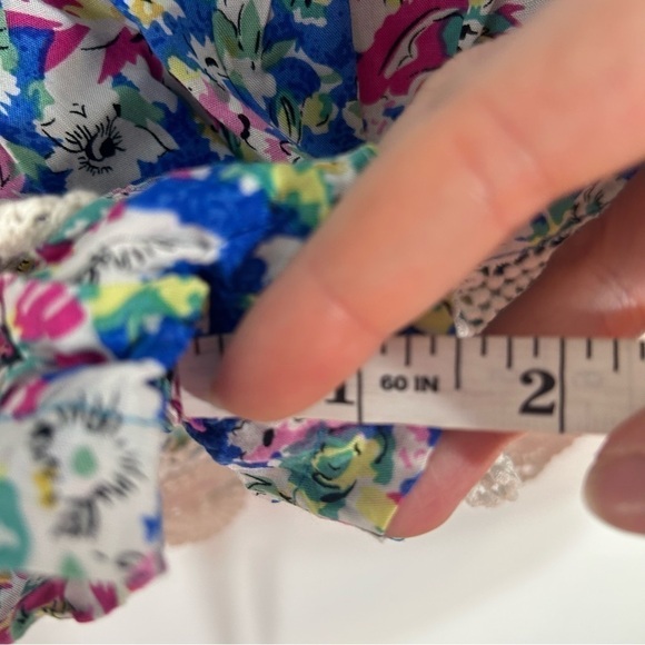 LF Paper Heart Colorful Floral Skort Skirt Shorts NWT Sz 8 Blue Pink Lace Hem - Picture 5 of 7